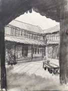 朱建路老师场景素描民居