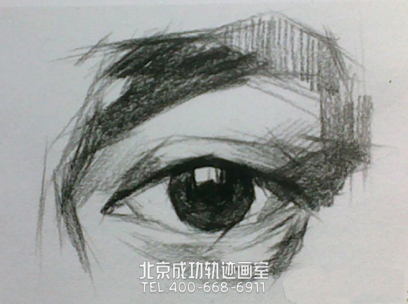 素描教程：男士眼睛素描写生图解教程4
