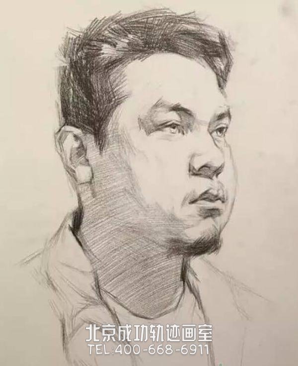 4分之3男青年素描头像
