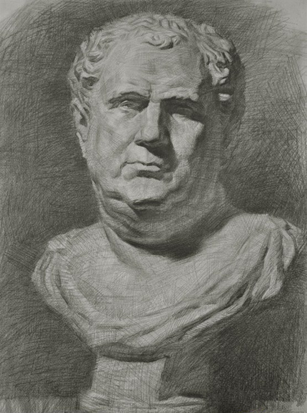 罗马王石膏像素描步骤图解